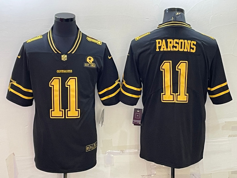 Men's Dallas Cowboys #11 Micah Parsons Black Gold Edition With 1960 Patch Limited Stitched Football Jersey